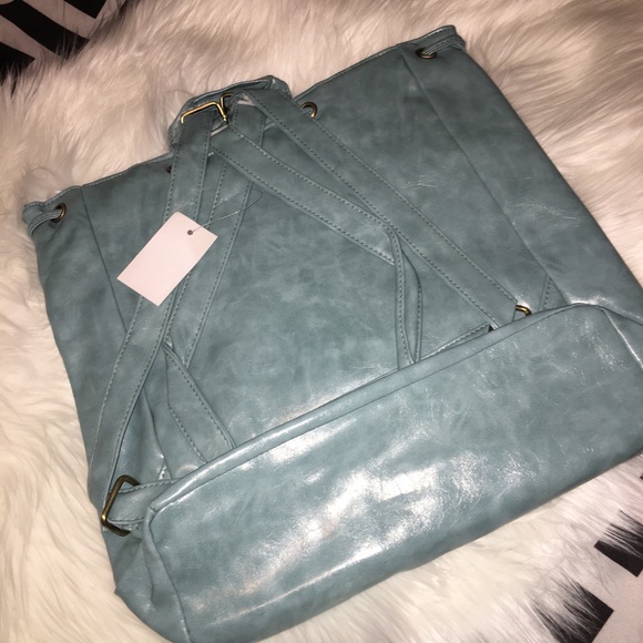 Blue Faux Leather Backpack - Picture 4 of 4